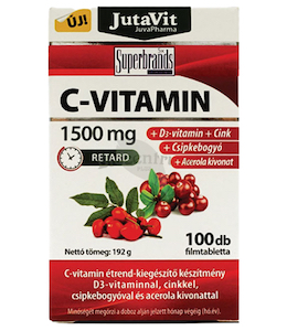 Jutavit Vitamín C 1500 mg s vitamínom D3, zinkom, šípkami a extraktom z aceroly 100tbl
